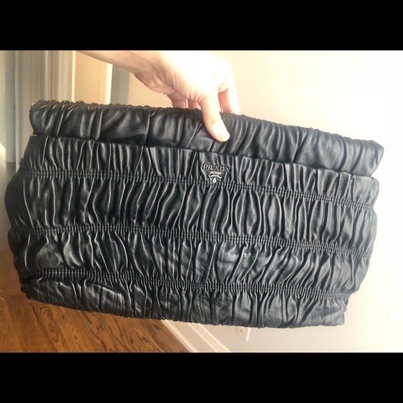 Authentic Prada black Napa ruched clutch - Picture 2 of 4
